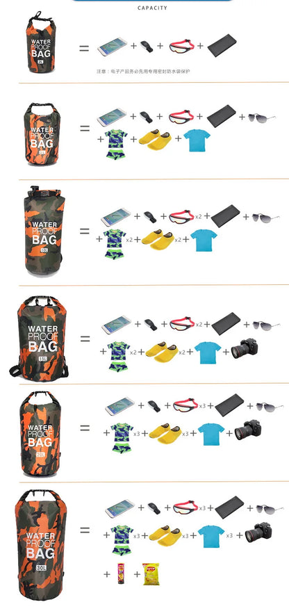 Sac Étanche Camouflage 2-30L – Plongée, Rafting & Trekking