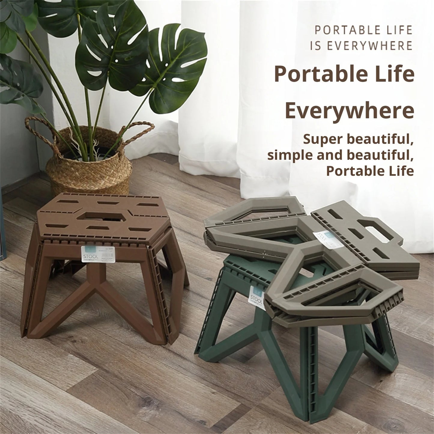 Tabouret Extérieur Pliant Portable – Solide & Multifonction