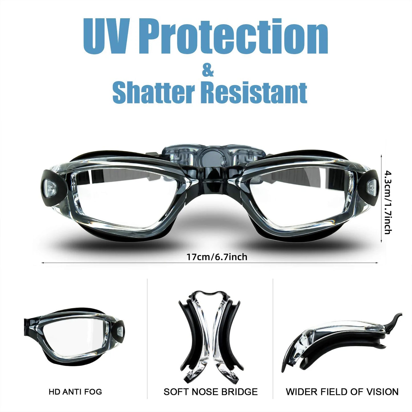 Lunettes Natation Professionnelles Anti-Buée UV – Adultes