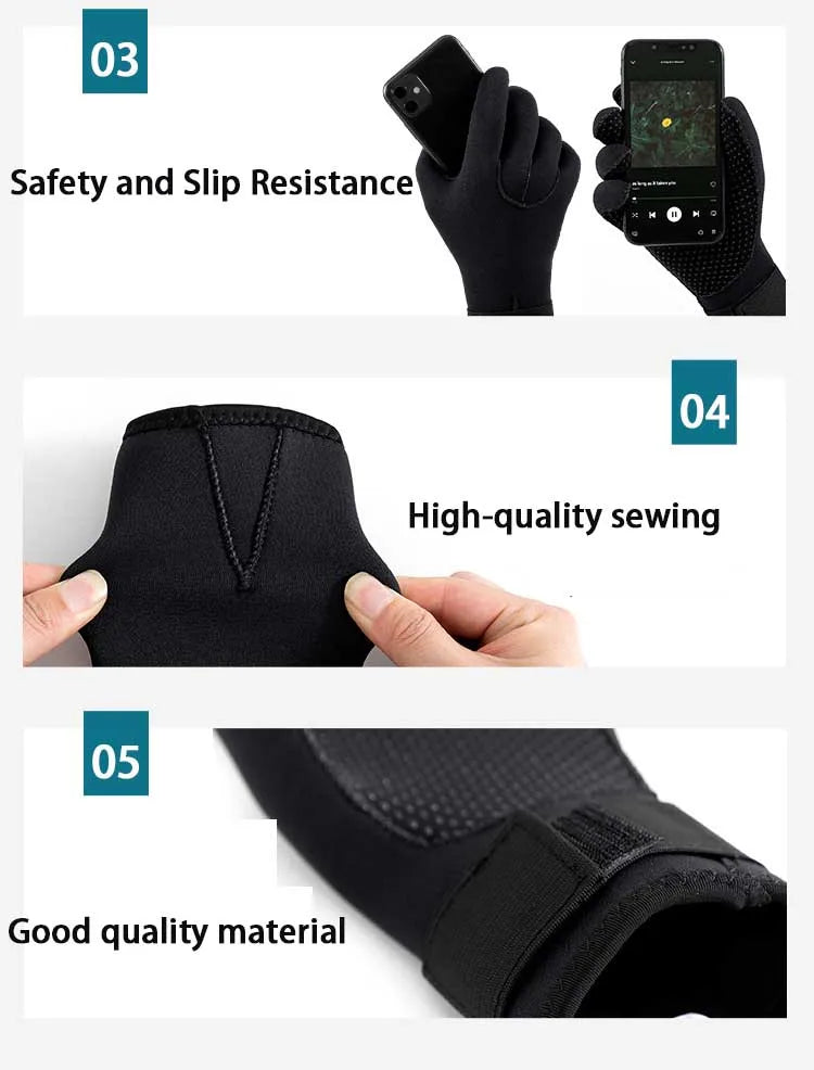 Gants Néoprène 3mm Plongée Anti-Coupures – Surf & Kayak